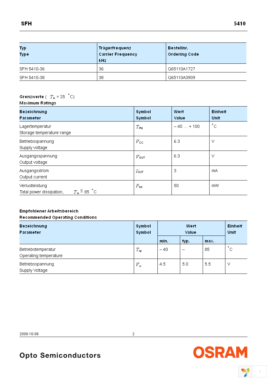 SFH 5410-38-Z Page 2